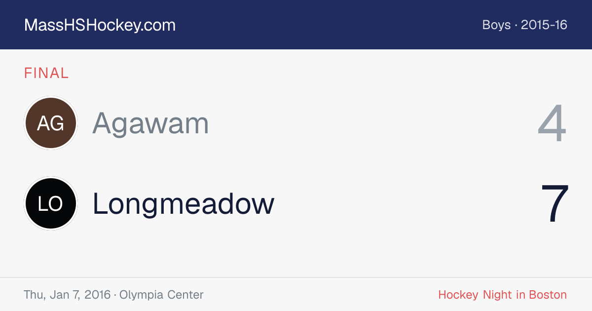 Agawam at Longmeadow score card