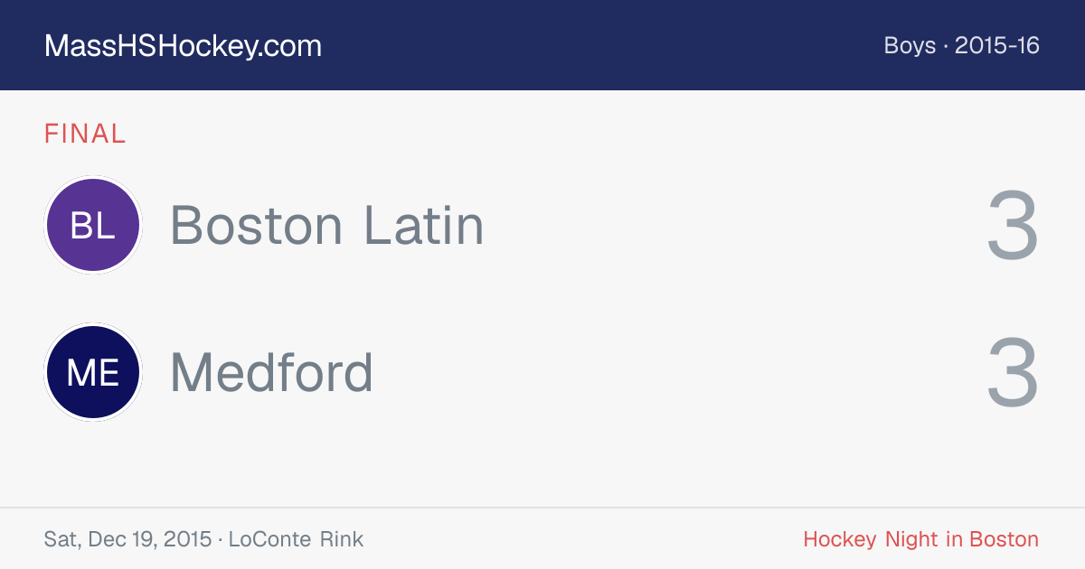 Boston Latin at Medford score card