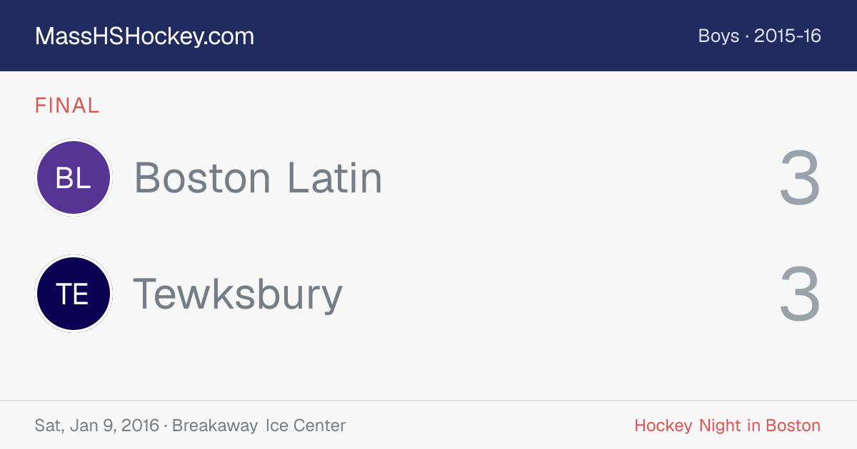 Boston Latin at Tewksbury score card