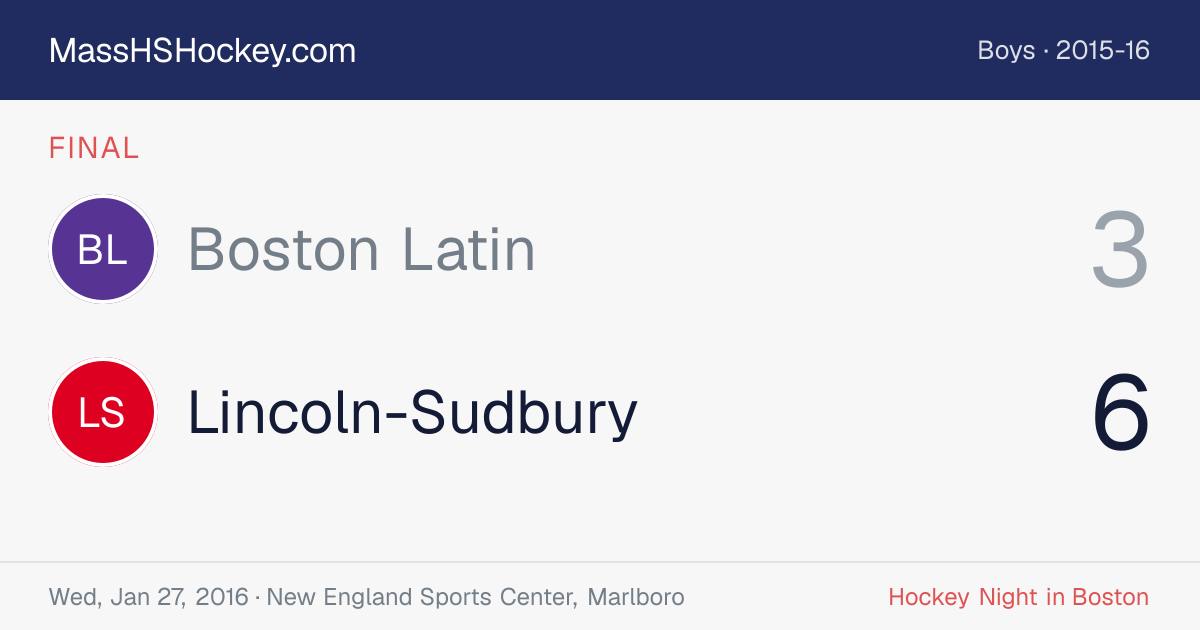 Boston Latin at Lincoln-Sudbury score card