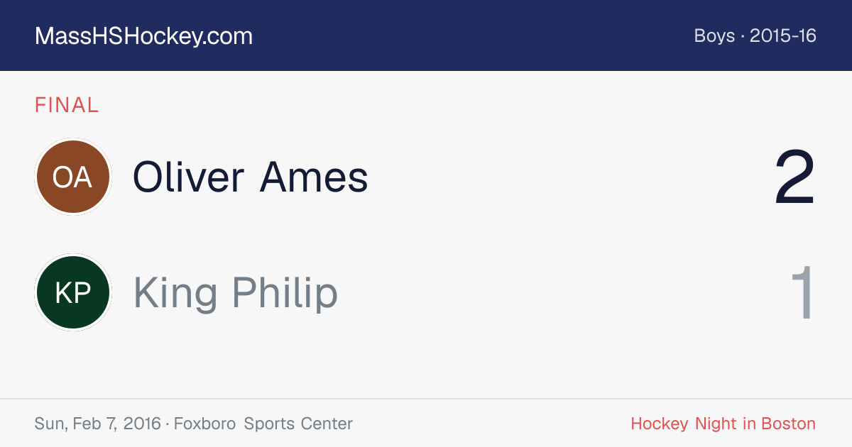 Oliver Ames at King Philip score card