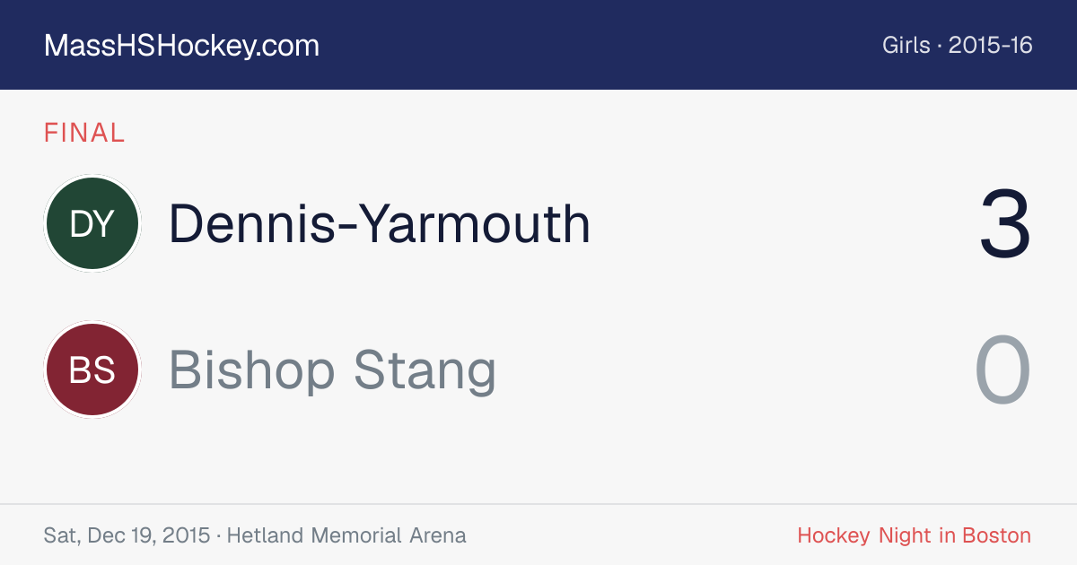 Dennis-Yarmouth at Bishop Stang score card