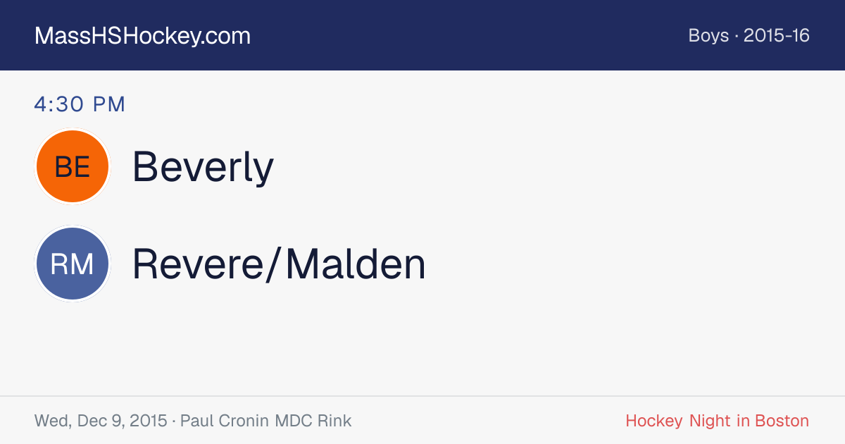Beverly at Revere/Malden score card