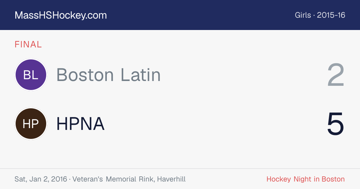 Boston Latin at HPNA score card
