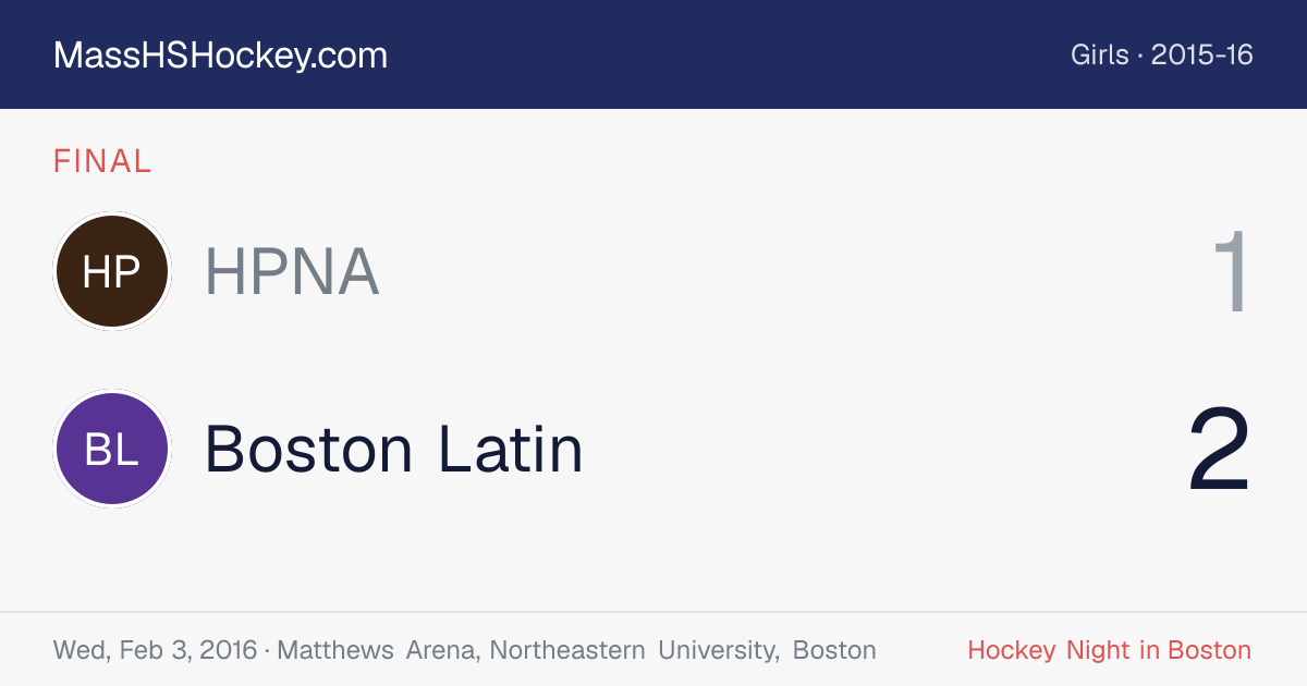 HPNA at Boston Latin score card