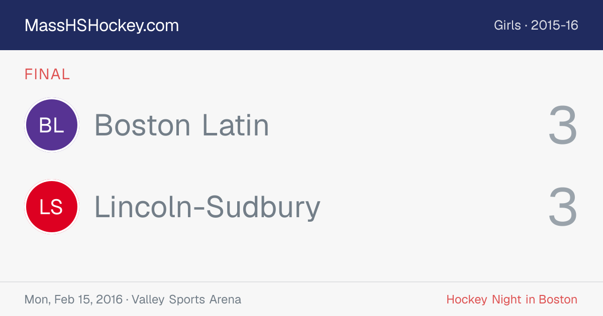 Boston Latin at Lincoln-Sudbury score card
