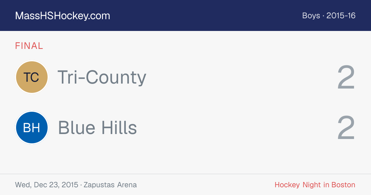 Tri-County at Blue Hills score card