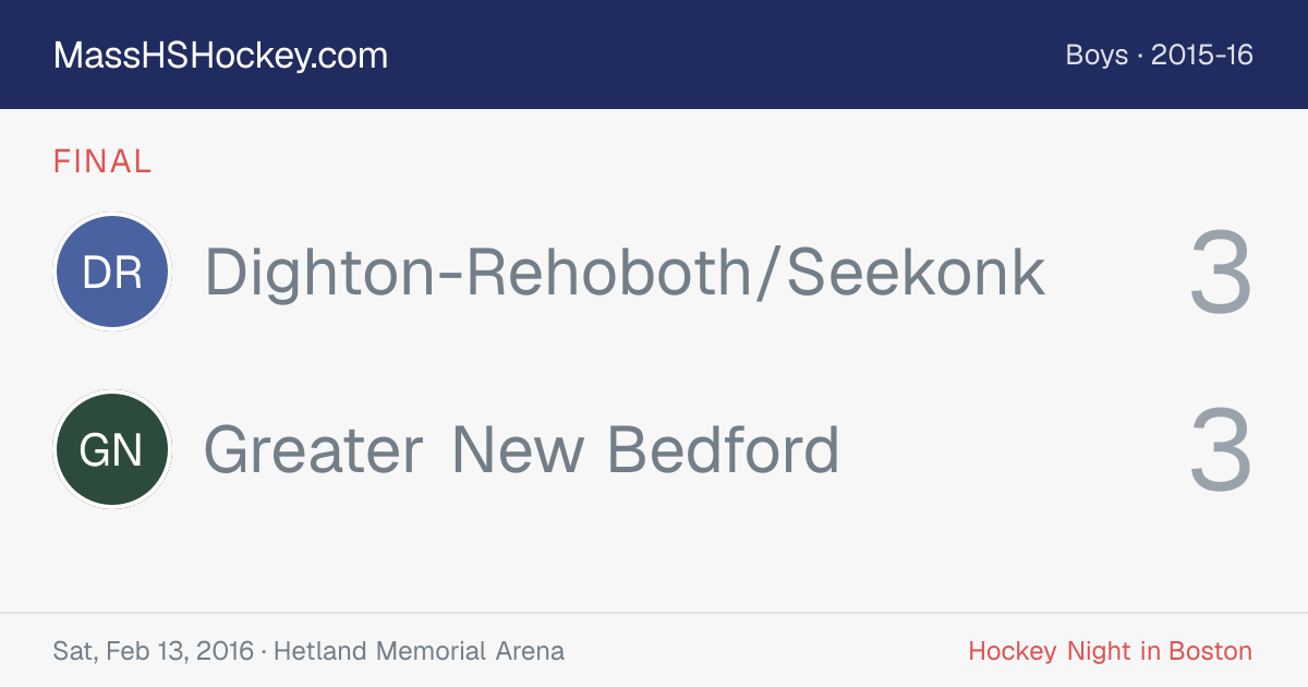 Dighton-Rehoboth/Seekonk at Greater New Bedford score card