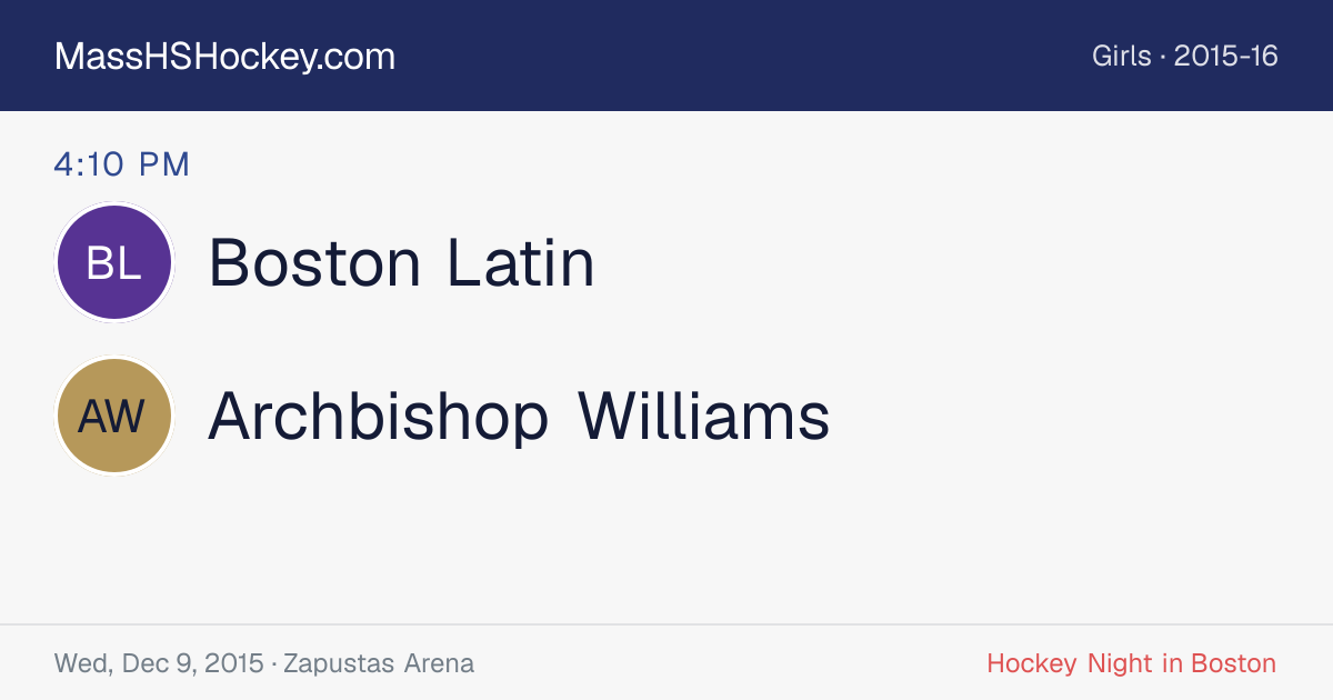 Boston Latin at Archbishop Williams score card