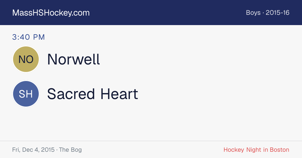 Norwell at Sacred Heart score card