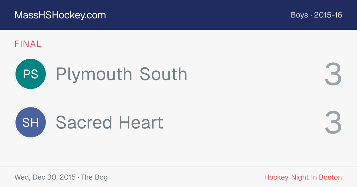 Plymouth South at Sacred Heart score card
