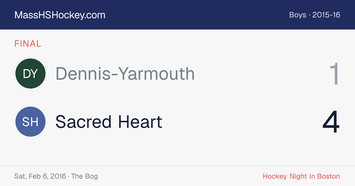 Dennis-Yarmouth at Sacred Heart score card