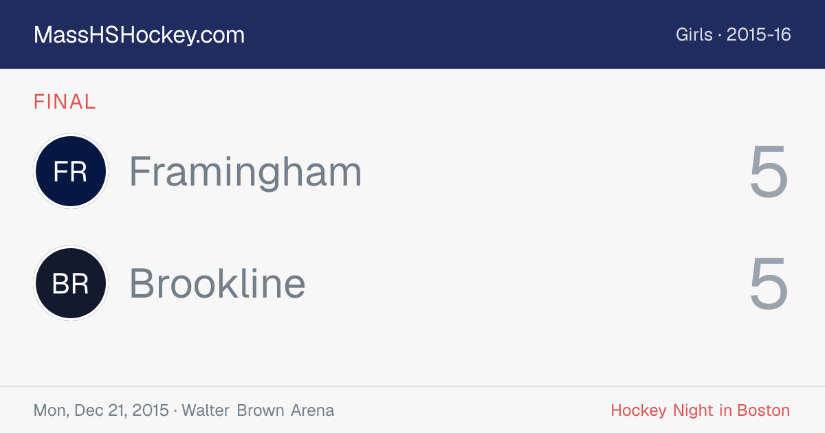 Framingham at Brookline score card