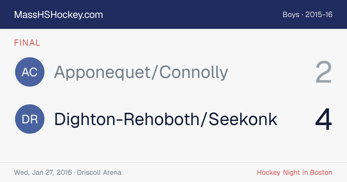 Apponequet/Connolly at Dighton-Rehoboth/Seekonk score card