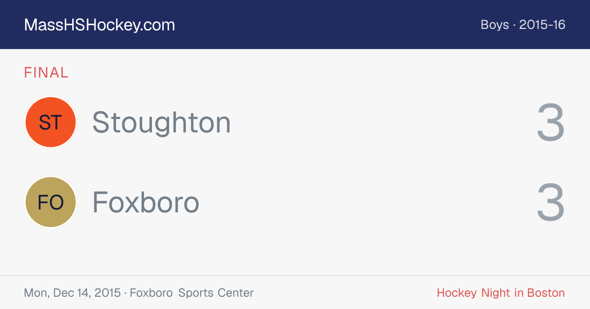 Stoughton at Foxboro score card