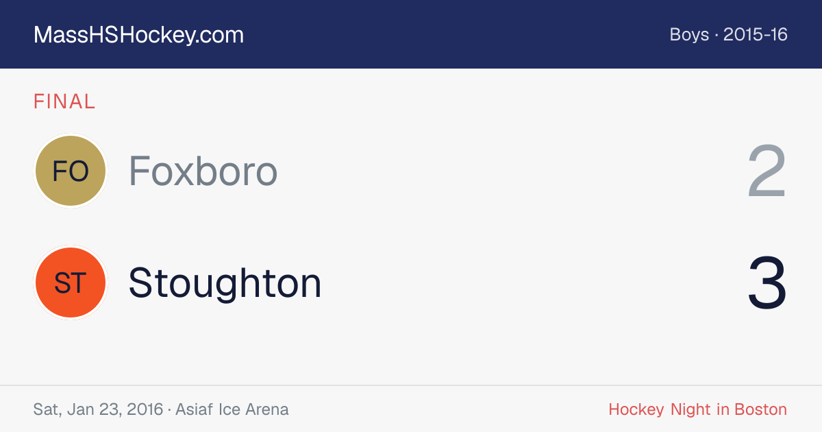 Foxboro at Stoughton score card