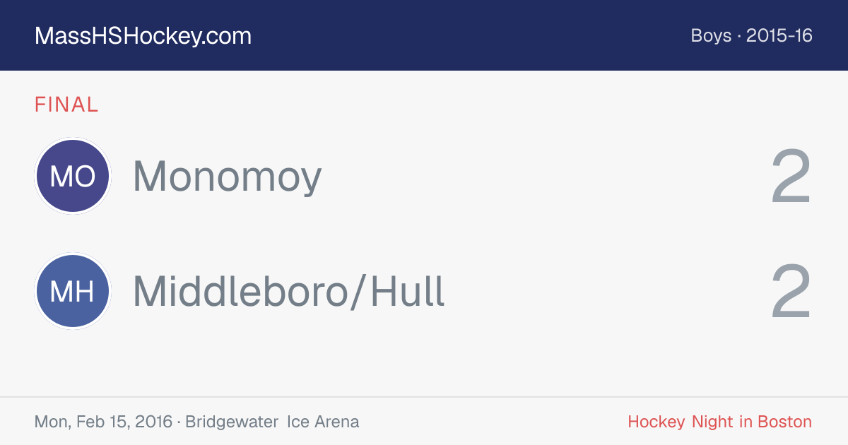 Monomoy at Middleboro/Hull score card