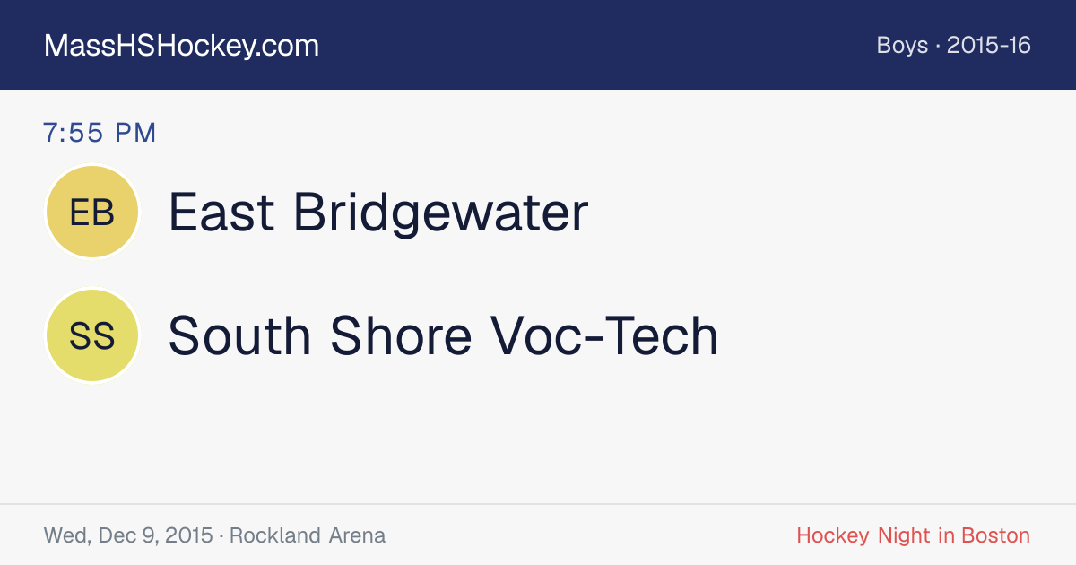 East Bridgewater at South Shore Voc-Tech score card