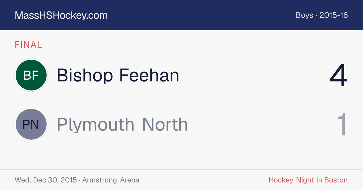 Bishop Feehan at Plymouth North score card