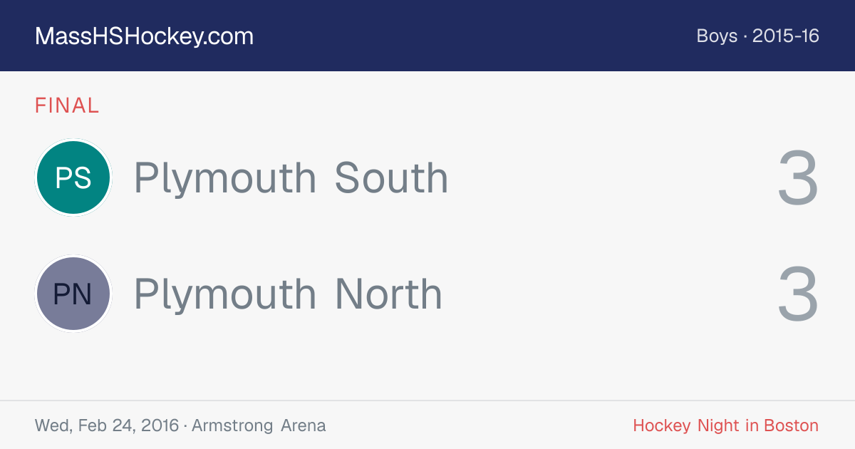 Plymouth South at Plymouth North score card