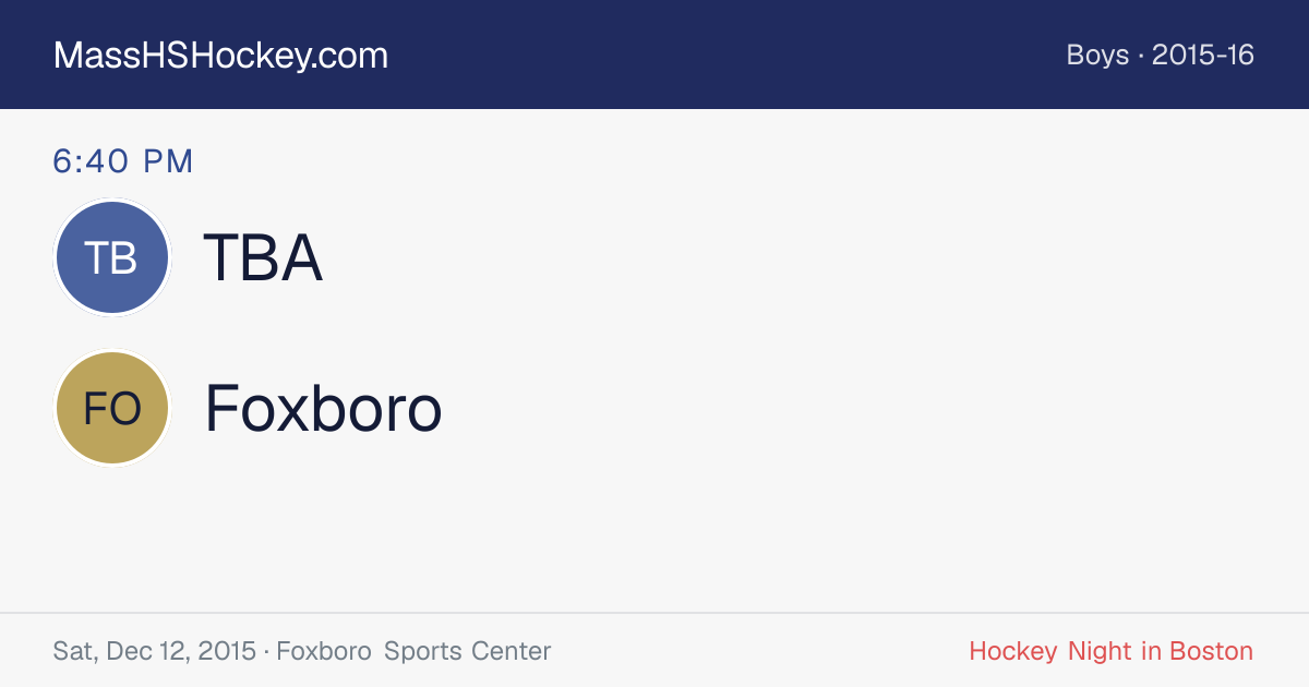 TBA at Foxboro score card