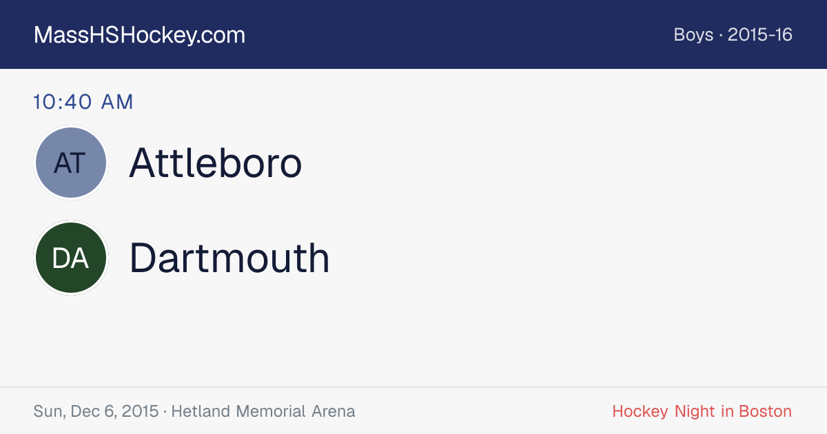 Attleboro at Dartmouth score card