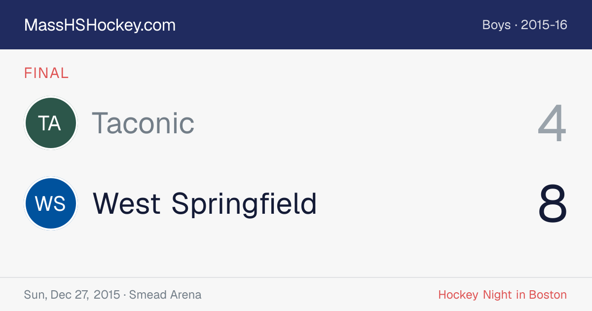 Taconic at West Springfield score card