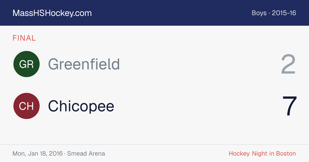 Greenfield at Chicopee score card