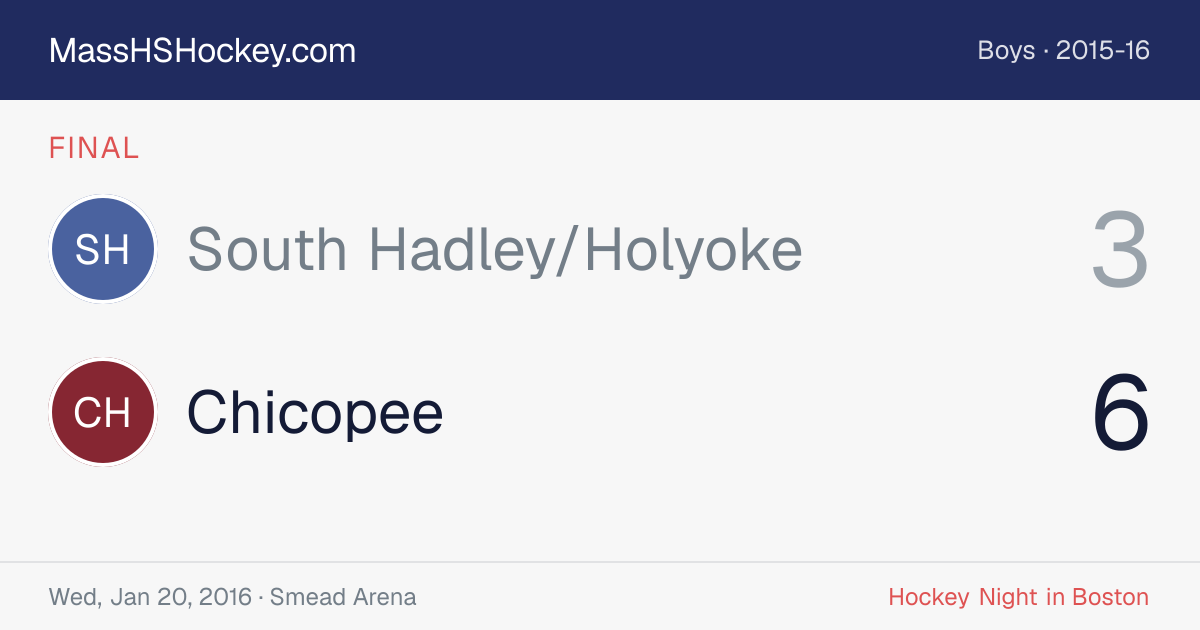 South Hadley/Holyoke at Chicopee score card