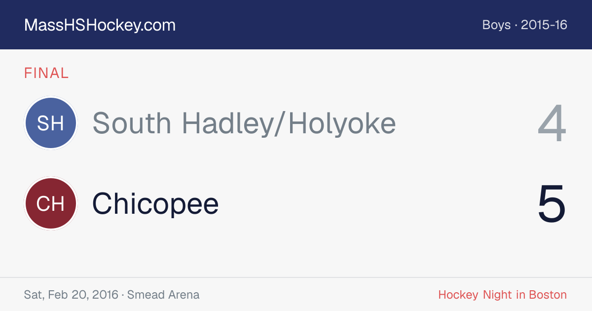 South Hadley/Holyoke at Chicopee score card