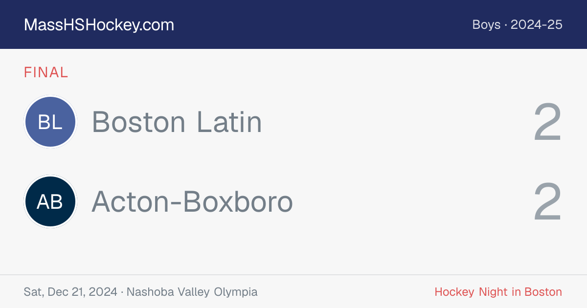Boston Latin at Acton-Boxboro score card