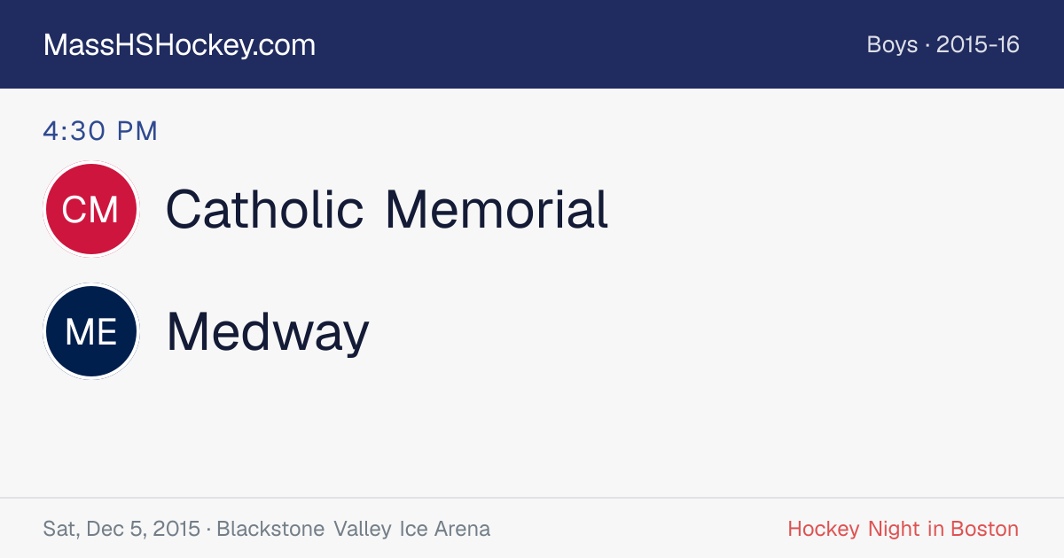Catholic Memorial at Medway score card