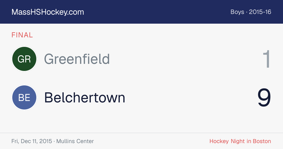 Greenfield at Belchertown score card