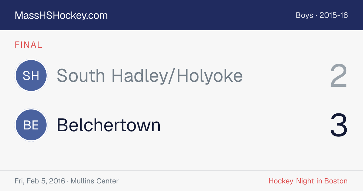 South Hadley/Holyoke at Belchertown score card