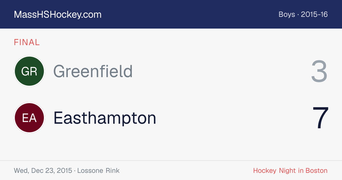 Greenfield at Easthampton score card