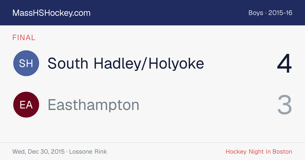 South Hadley/Holyoke at Easthampton score card