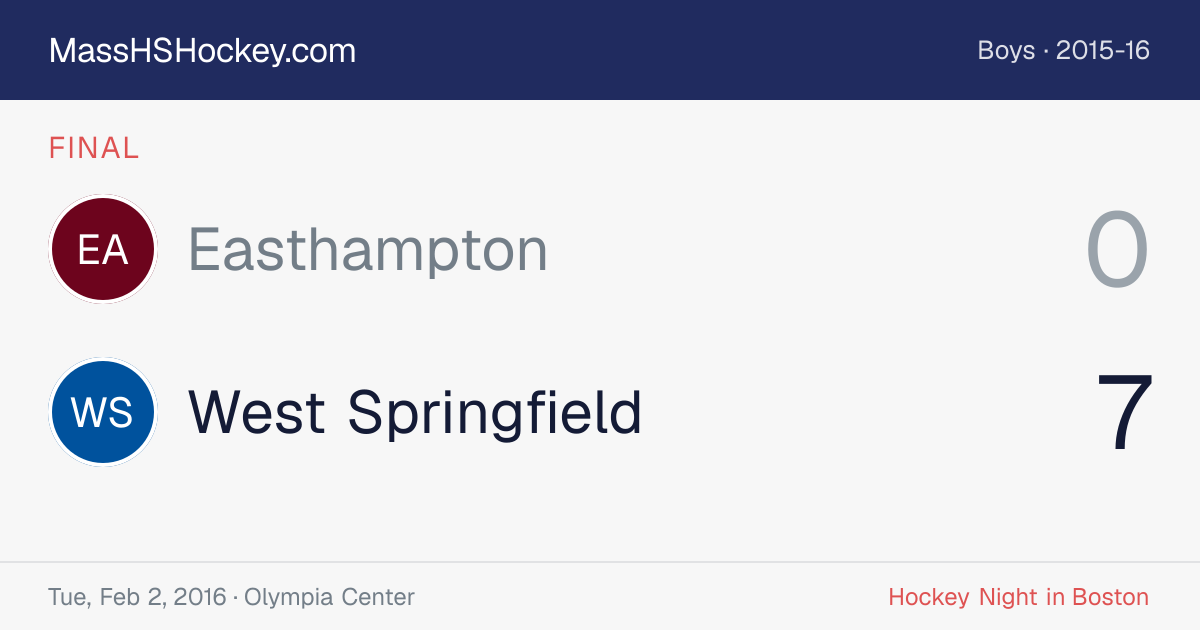 Easthampton at West Springfield score card