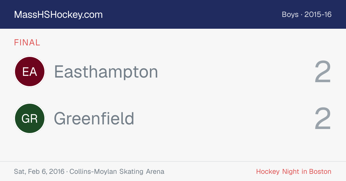 Easthampton at Greenfield score card
