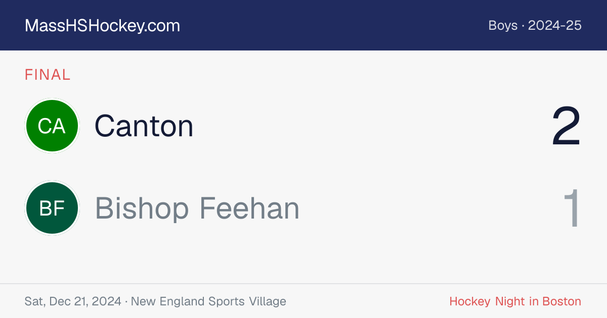 Canton at Bishop Feehan score card