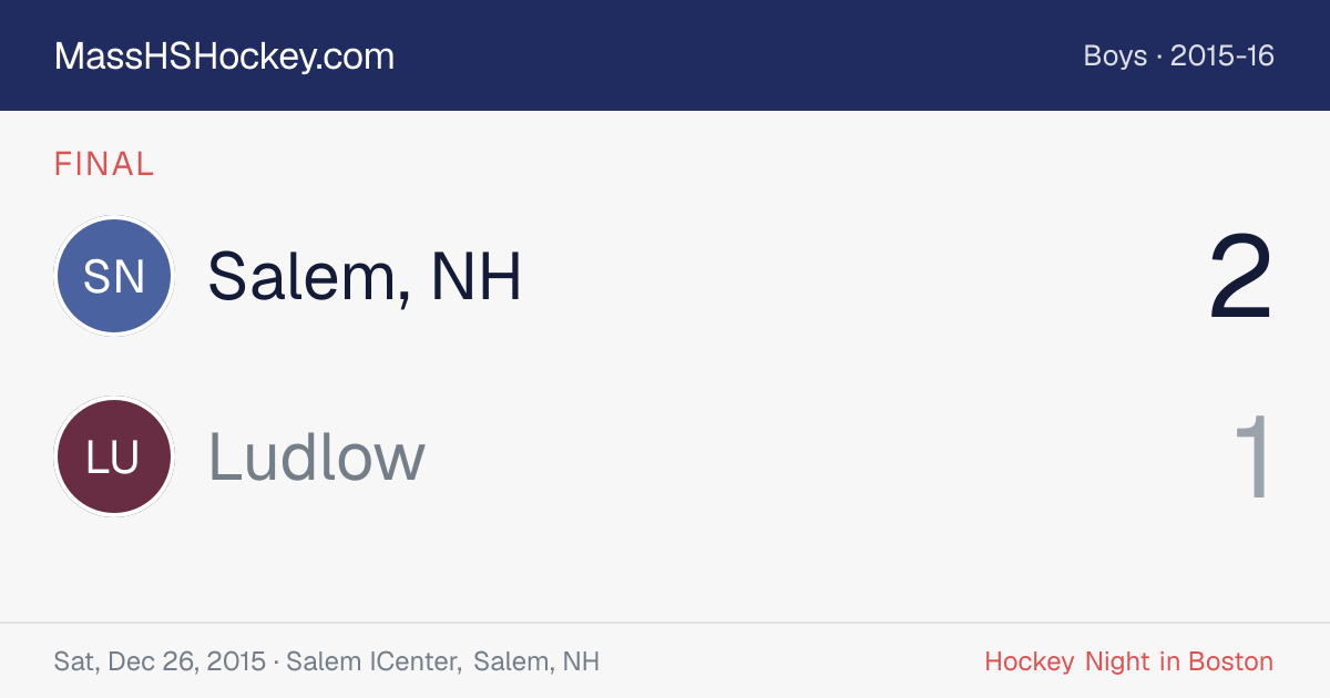 Salem, NH at Ludlow score card
