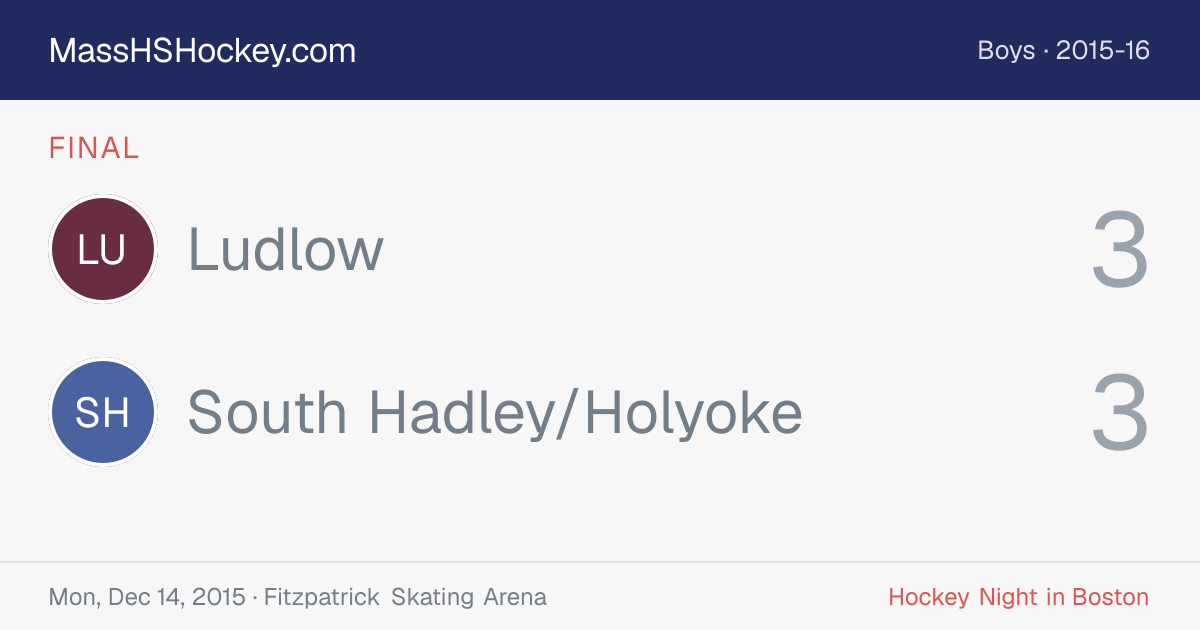 Ludlow at South Hadley/Holyoke score card