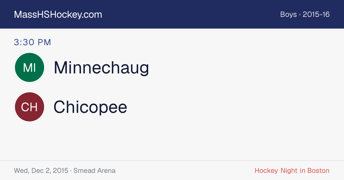Minnechaug at Chicopee score card