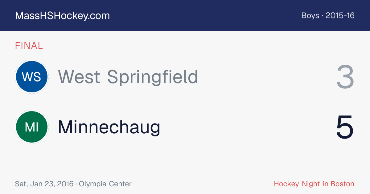 West Springfield at Minnechaug score card
