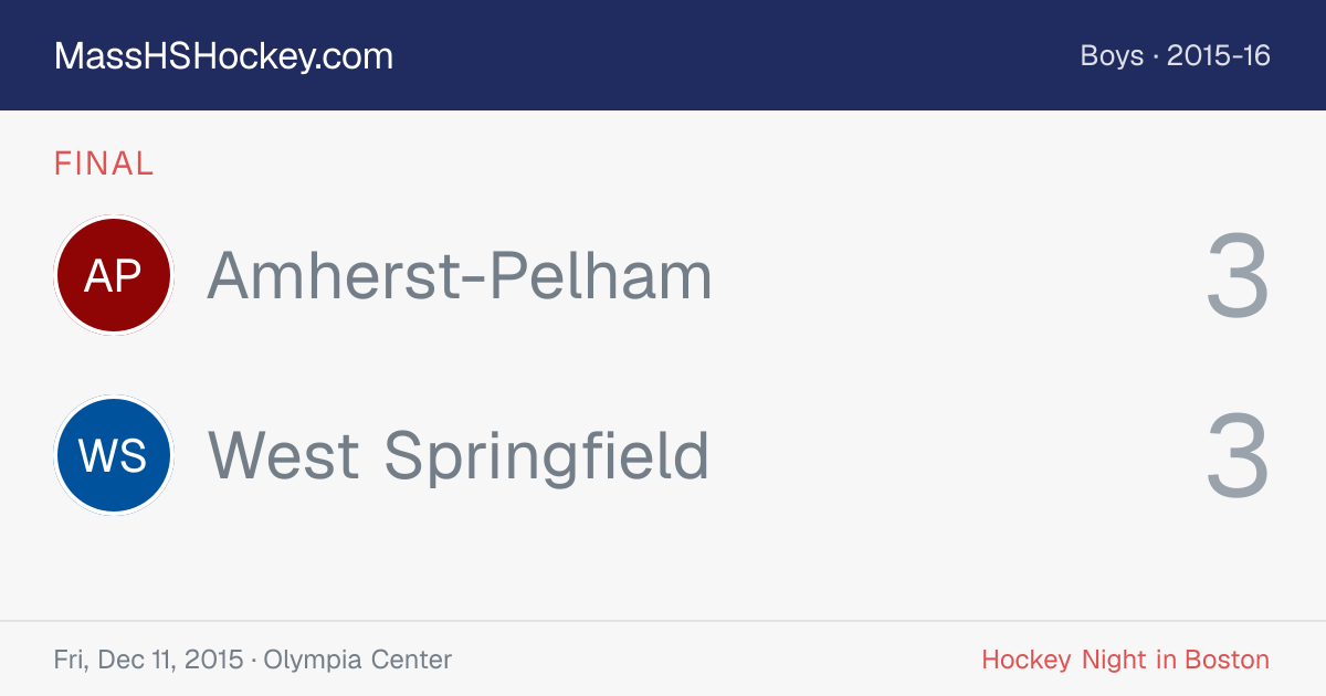 Amherst-Pelham at West Springfield score card