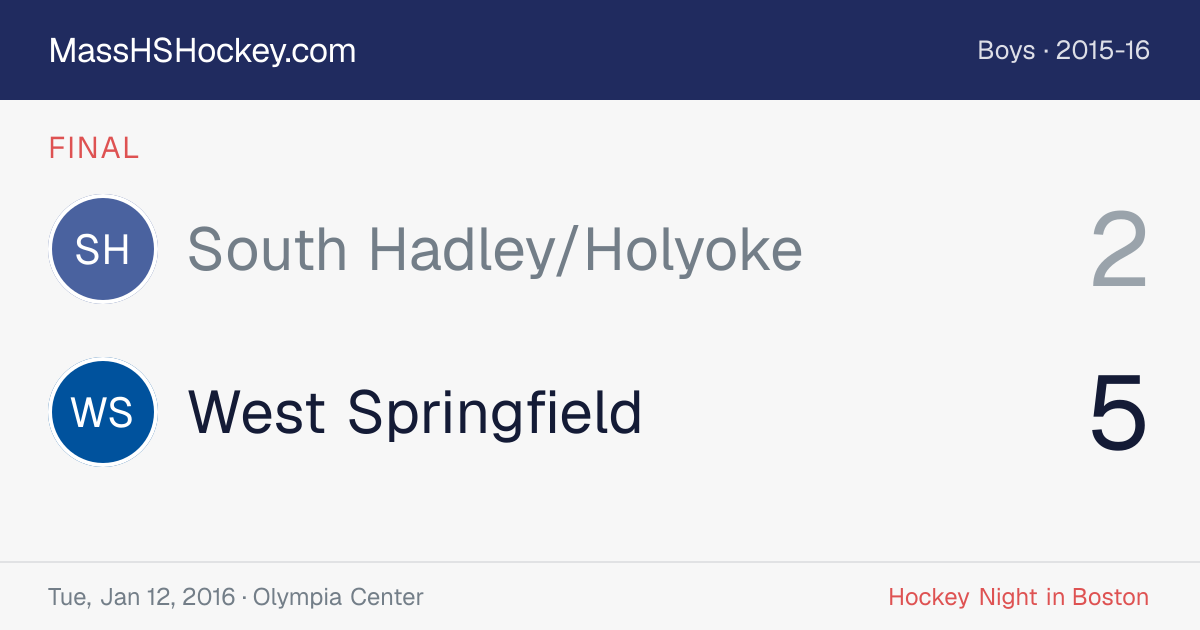 South Hadley/Holyoke at West Springfield score card