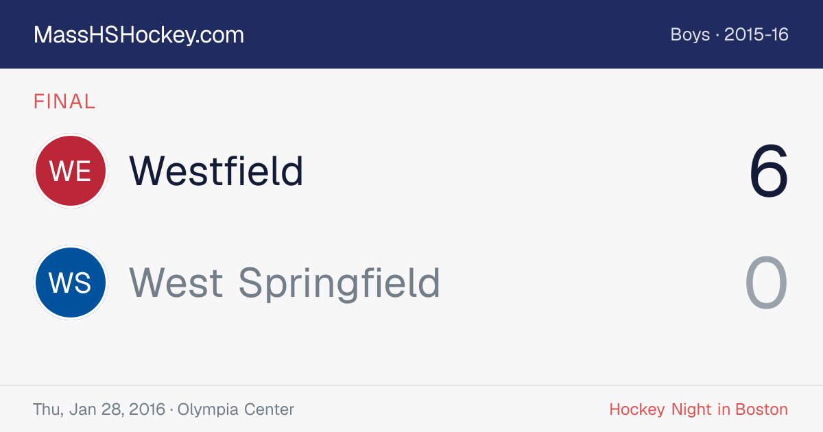 Westfield at West Springfield score card