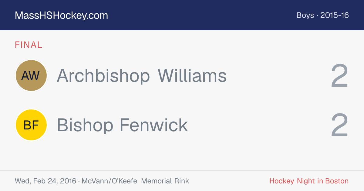Archbishop Williams at Bishop Fenwick score card