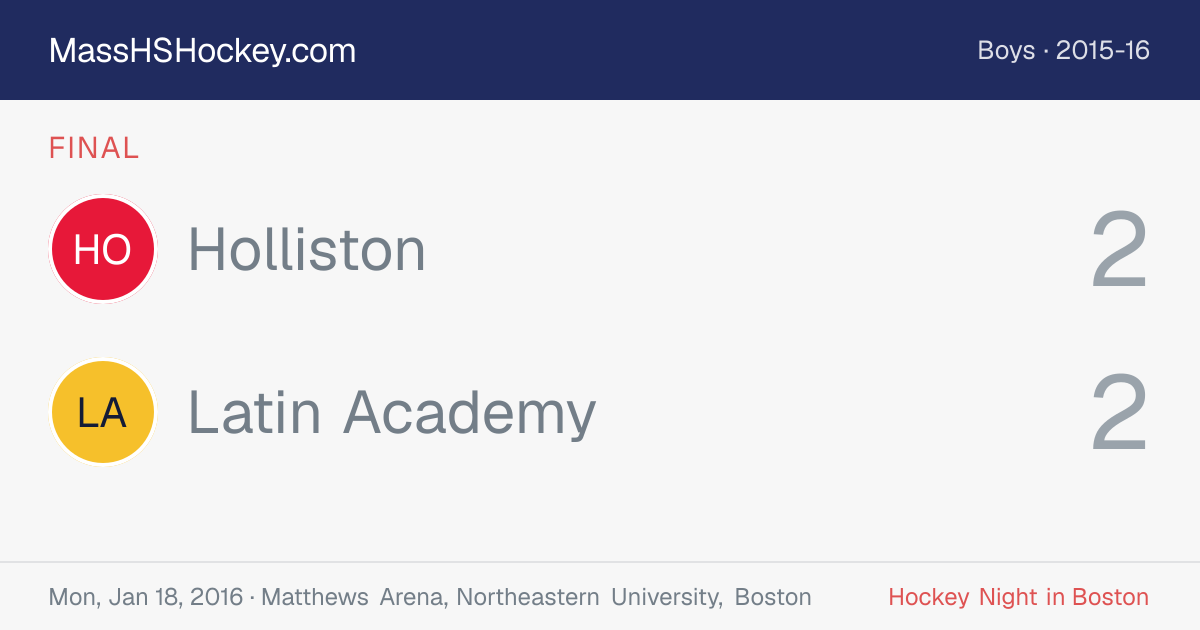 Holliston at Latin Academy score card