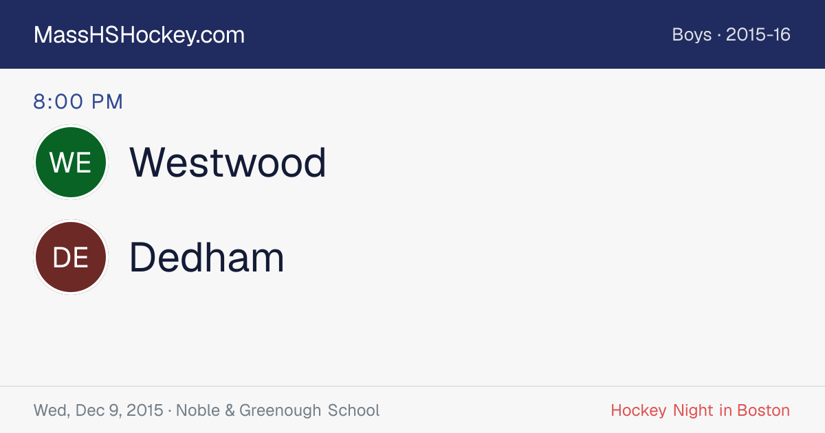 Westwood at Dedham score card