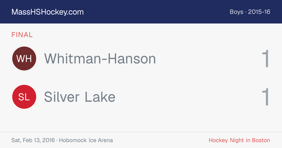 Whitman-Hanson at Silver Lake score card